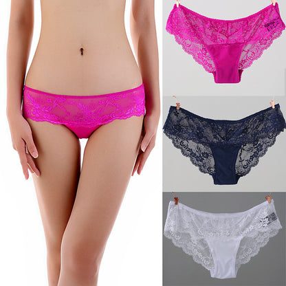 Women's Lace Trim Low-Rise Briefs - Seamless No-Trace Underwear