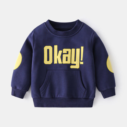 Boys' Letter Print Pullover Sweatshirt | Kids Cotton Sweatshirt