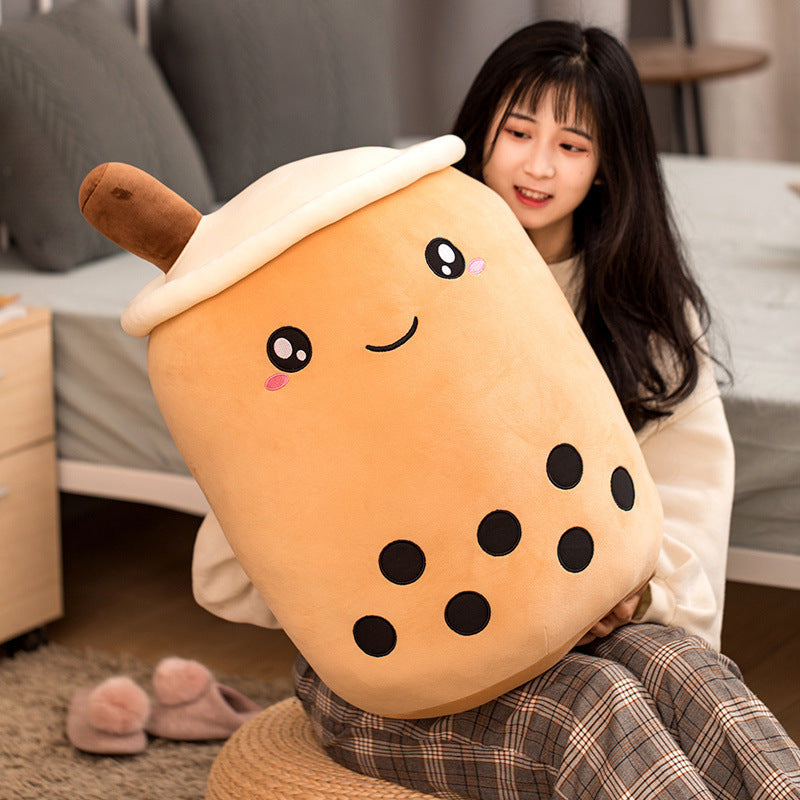 Boba Tea Plush Pillow Cushion - Soft Bubble Tea Stuffed Toy