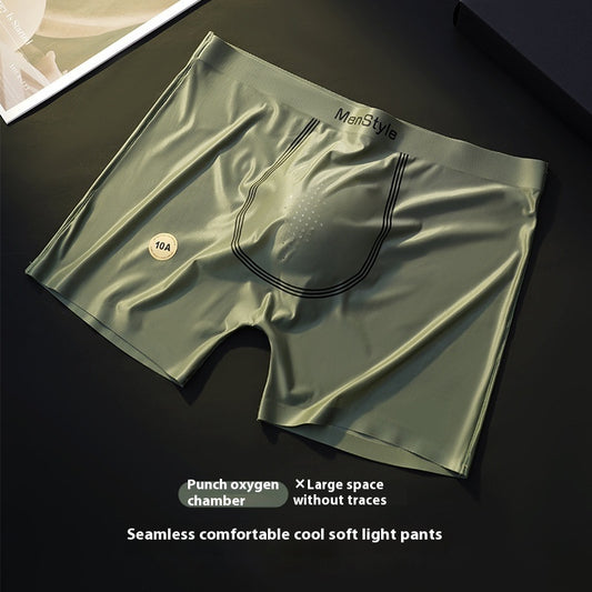 Men's Seamless Nylon Boxer Briefs – Breathable Ice Silk Mid-Waist
