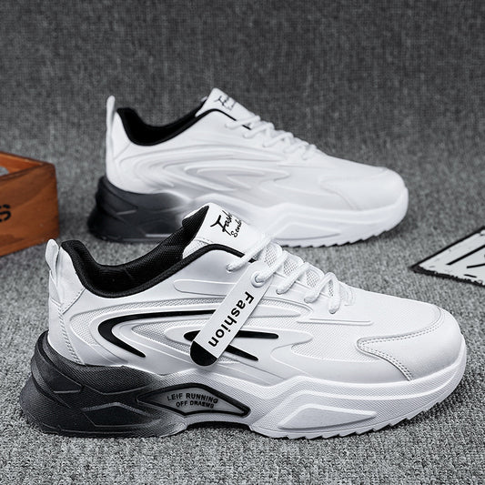 Breathable Mesh Running Trainers - Flat Rubber Sole Lace-Up Sports Shoes