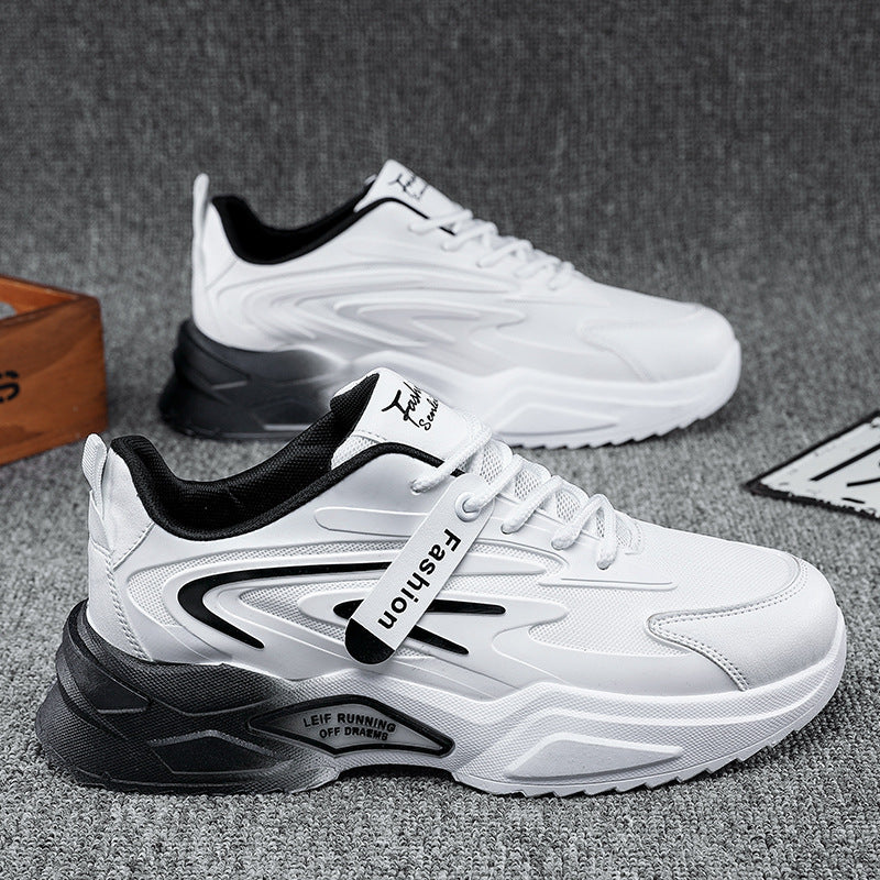 Breathable Mesh Running Trainers - Flat Rubber Sole Lace-Up Sports Shoes