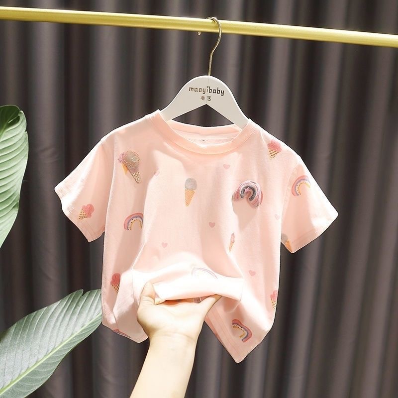 Girls Cotton Short Sleeve Floral Print Top – 5 Colours