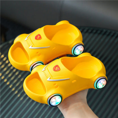 Kids' Light-Up Cartoon Car Slippers – Luminous & Anti-Slip