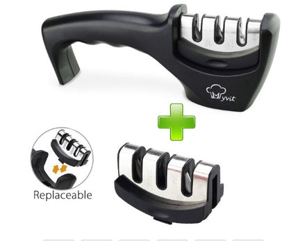 Knife Sharpener — Pull-Through Whetstone Sharpener with Tungsten Steel & Diamond Rods