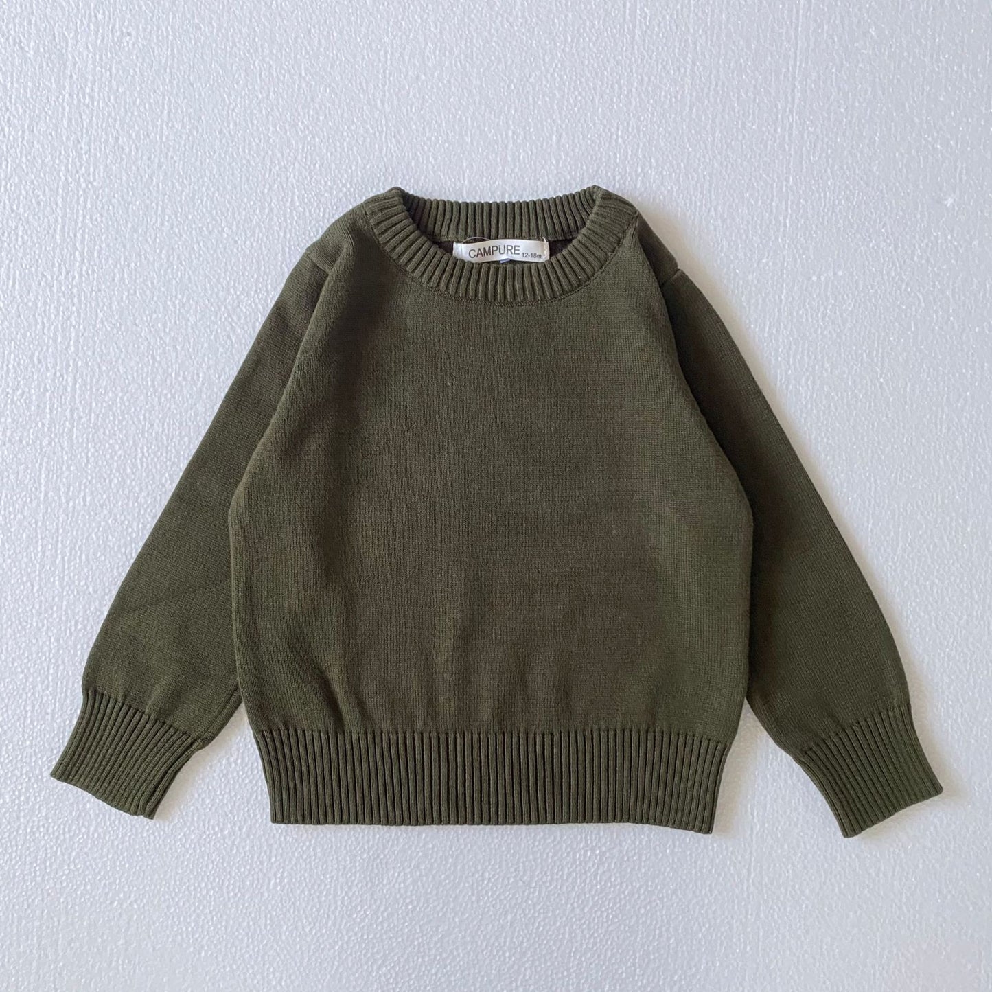 Children's Solid Colour Knitted Cotton Pullover Sweater | Boys & Girls | Age 12M-8Y