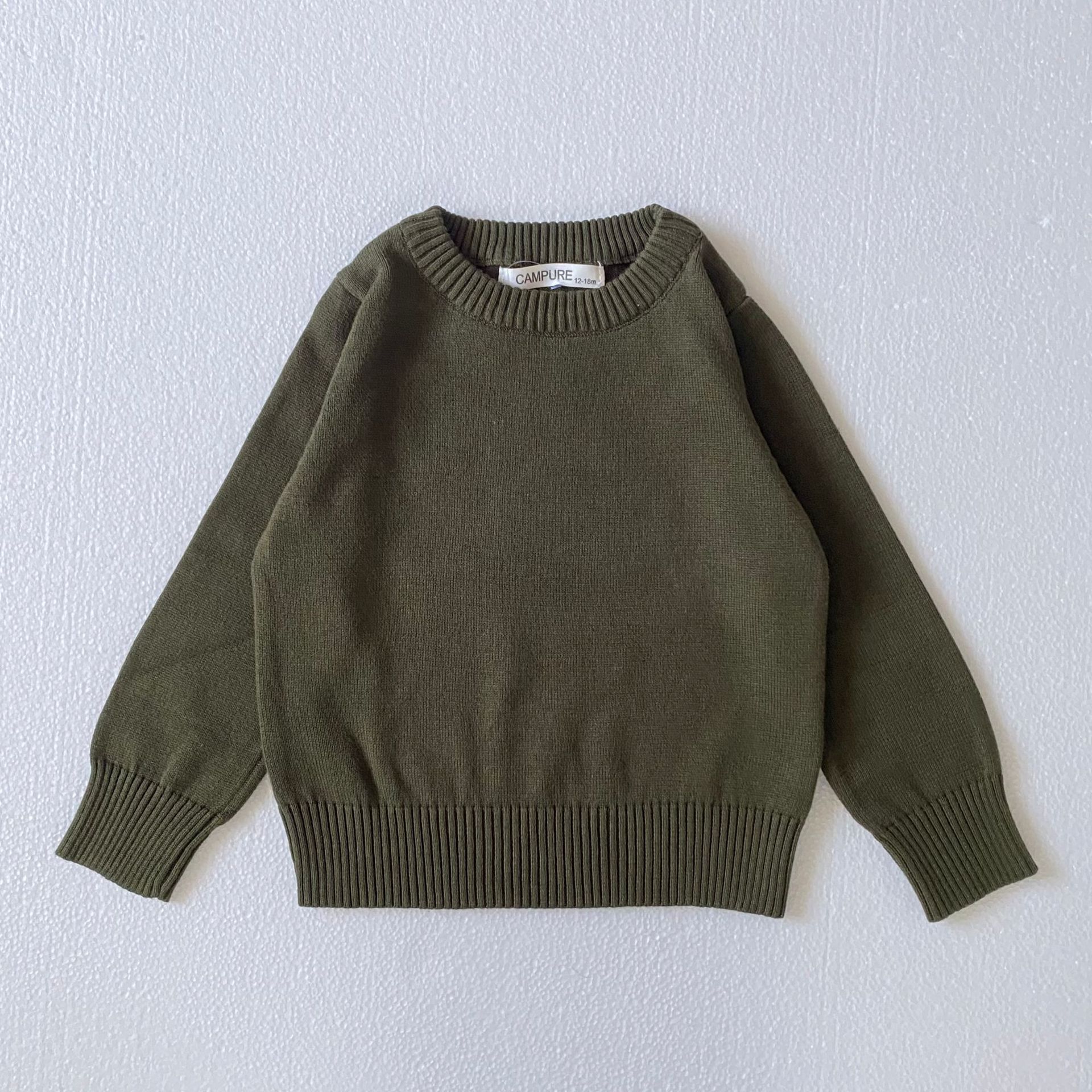 Children's Solid Colour Knitted Cotton Pullover Sweater | Boys & Girls | Age 12M-8Y