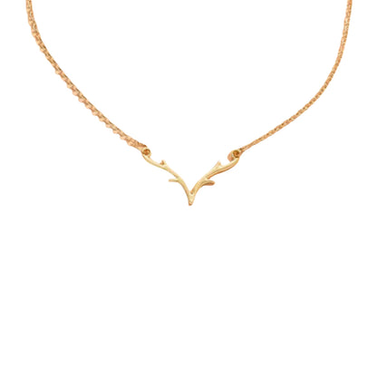 Deer Antler Pendant Necklace | Gold Alloy Animal Charm Necklace