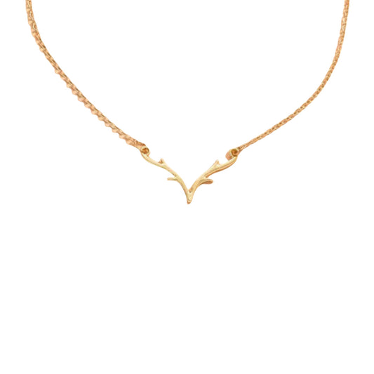 Deer Antler Pendant Necklace | Gold Alloy Animal Charm Necklace