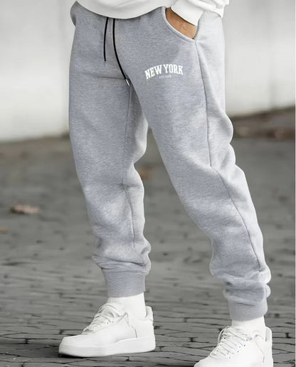 Men's Casual Fleece Sweatpants – Letter Print Sport Joggers