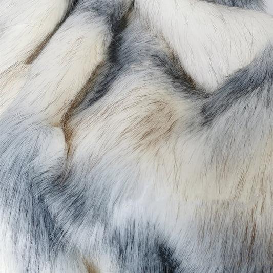 Artificial Fox Fur Throw Blanket | Geometric Print