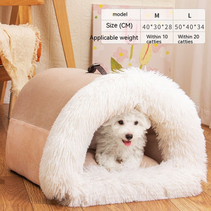 Portable Plush Pet Bed – Warm Nest for Dogs & Cats | 6 Colours | Sizes M & L
