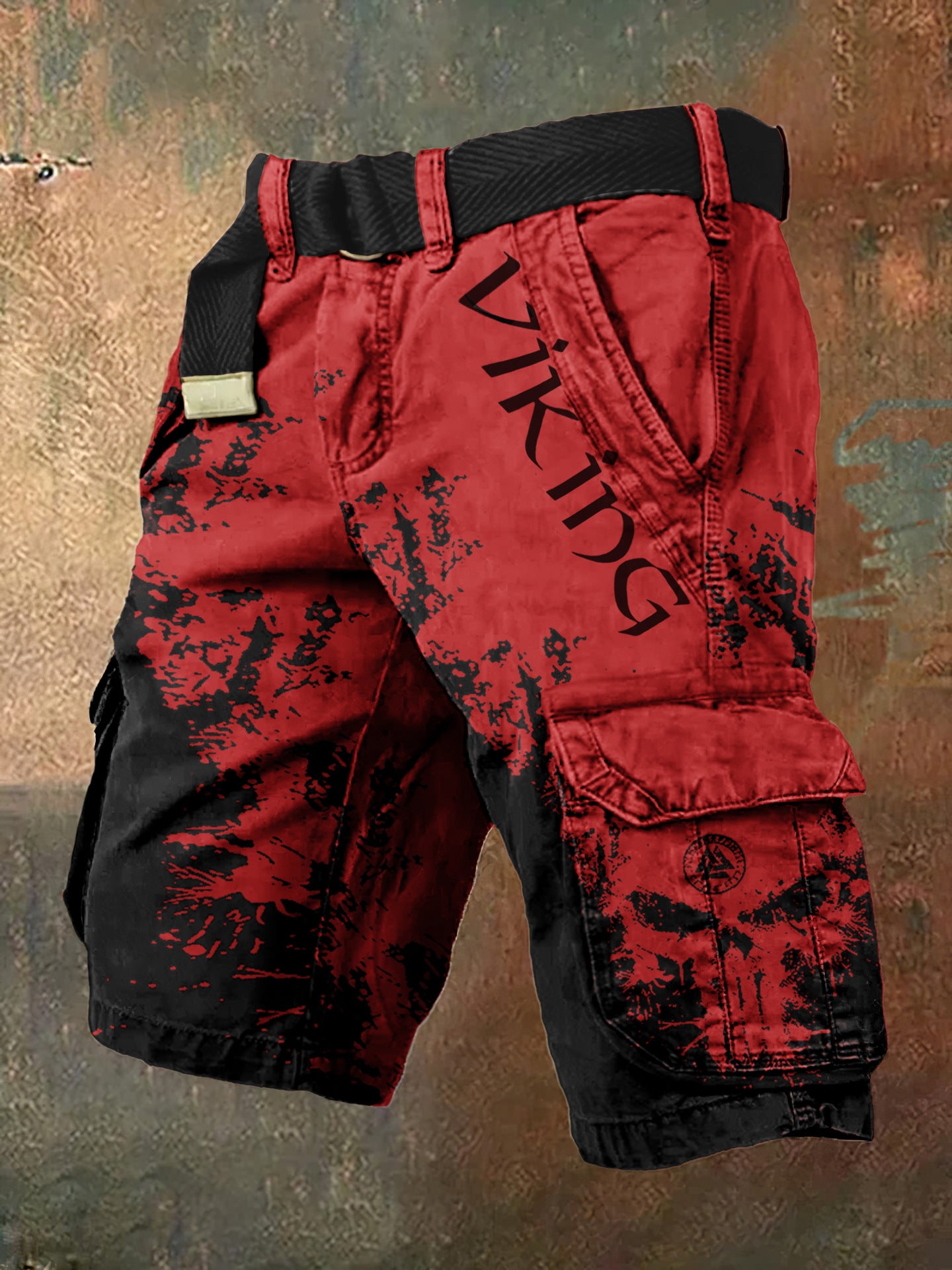 Men's Digital Print Zipper Cargo Shorts