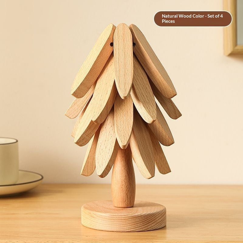 Wooden Tree Trivet & Placemat Set | Heat-Resistant | Natural Wood & Walnut