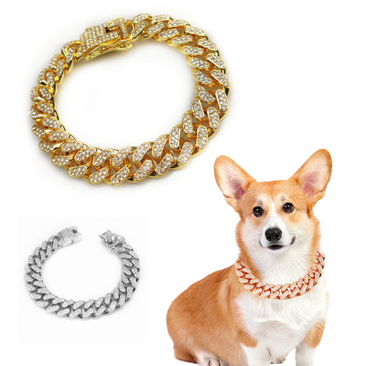 Hip Hop Alloy Chain Dog Collar | Rose Gold, Silver & Gold
