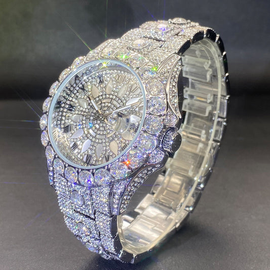 Full Diamond-Encrusted Men's Fashion Watch | Iced Out Statement Watch