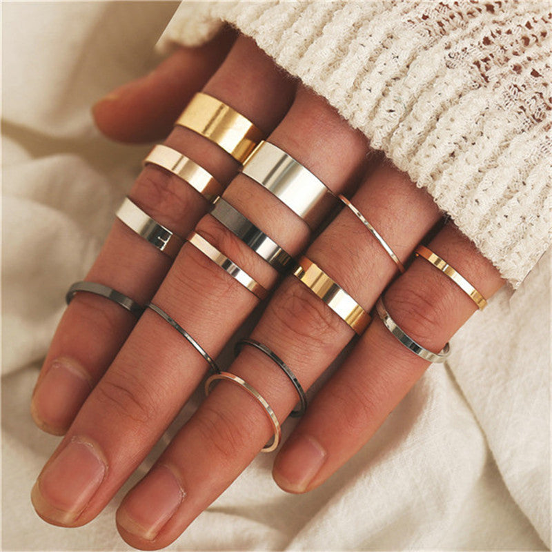 Women's Alloy Ring Set with Gemstone Inlay | 26 Designs | Stackable Rings
