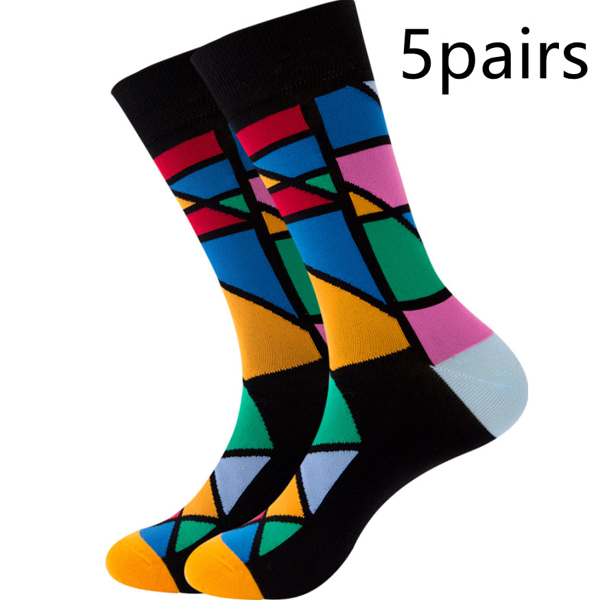 Unisex Striped Jacquard Cotton Socks EU 38-45 – 1, 5 & 10-Pair Packs