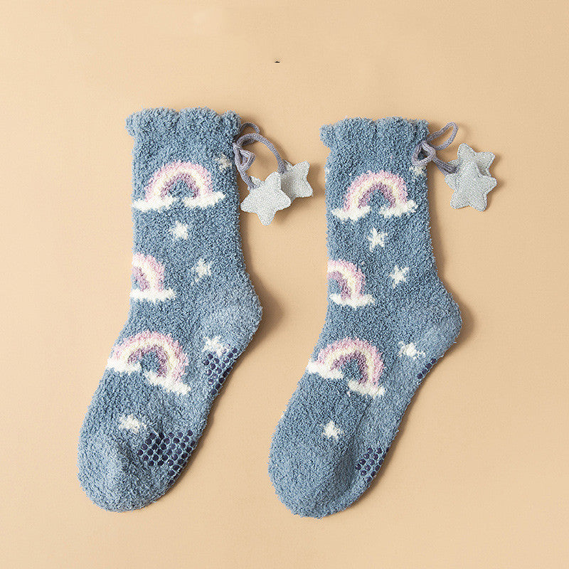 Women’s Japanese Coral Fleece Cartoon Socks Thick Winter 6 Designs