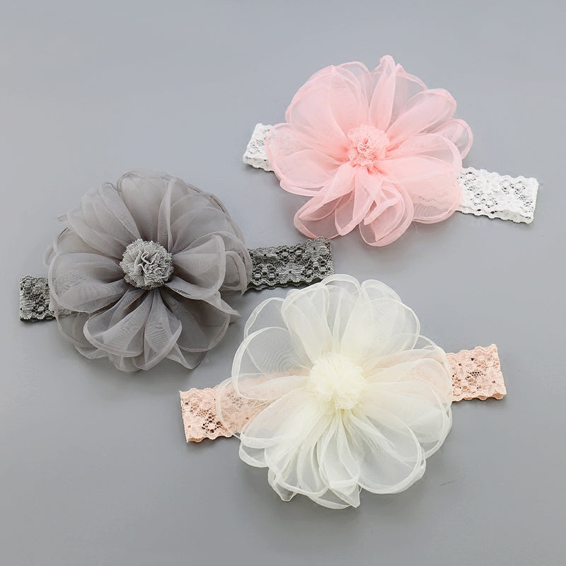 Plaid Fabric Headband for Babies & Girls | Beige, Grey & Pink