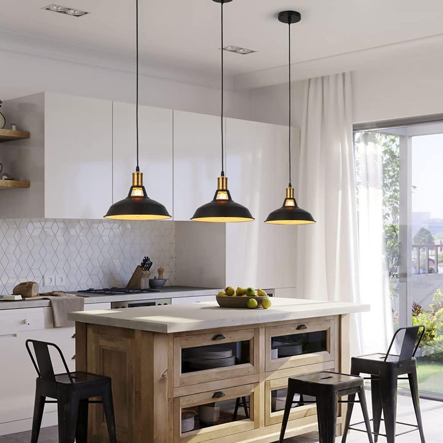 3-Pack Retro Industrial Style Metal Pendant Ceiling Lights ~6268-0