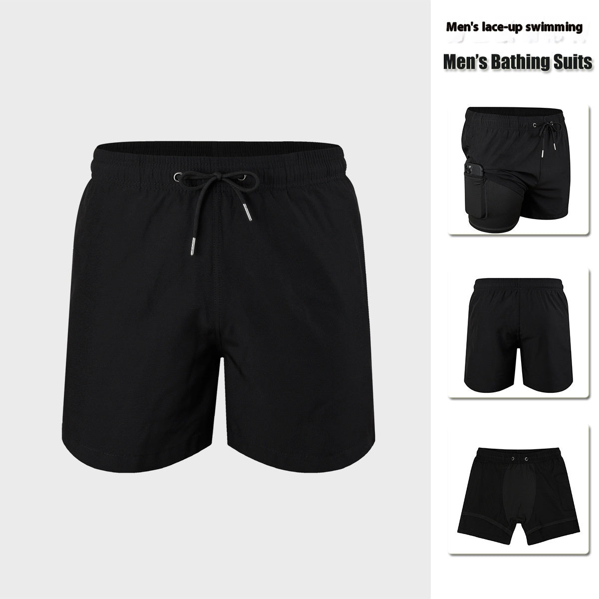 Men's Double-Layer Swimming Trunks | Lined Board Shorts S-XXL