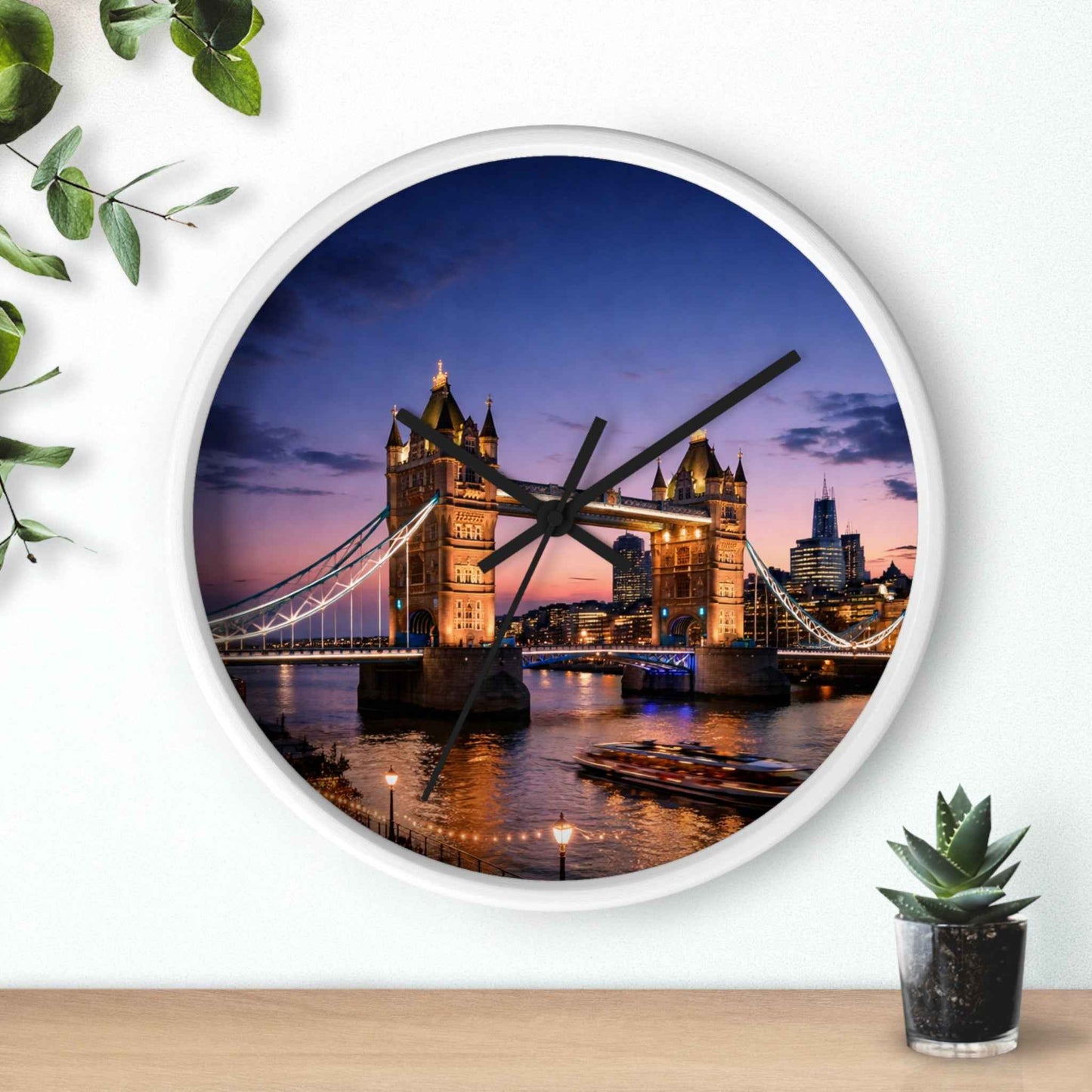 London Tower Bridge Wall Clock – Nighttime Cityscape Decorative Timepiece