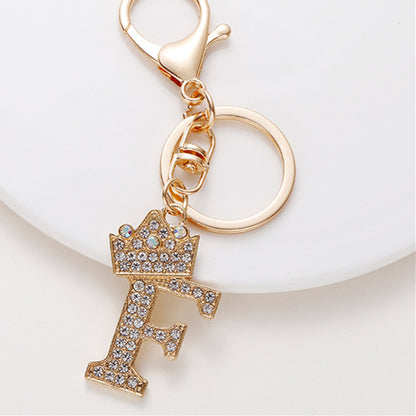 Crystal Crown Initial Letter Keychain A-Z