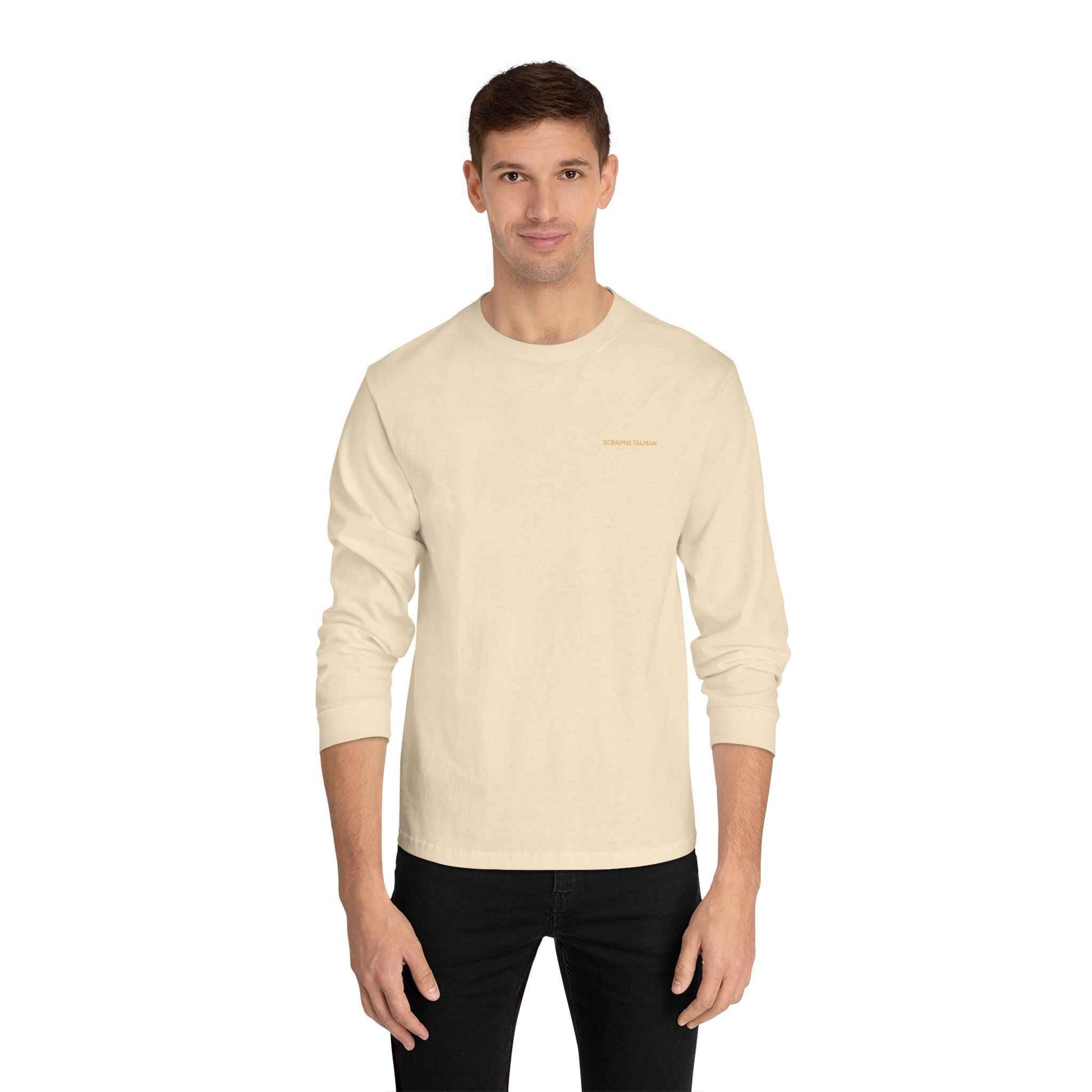 'Good Vibes Only' Long Sleeve Tee – Minimalist White & Gold Unisex Top