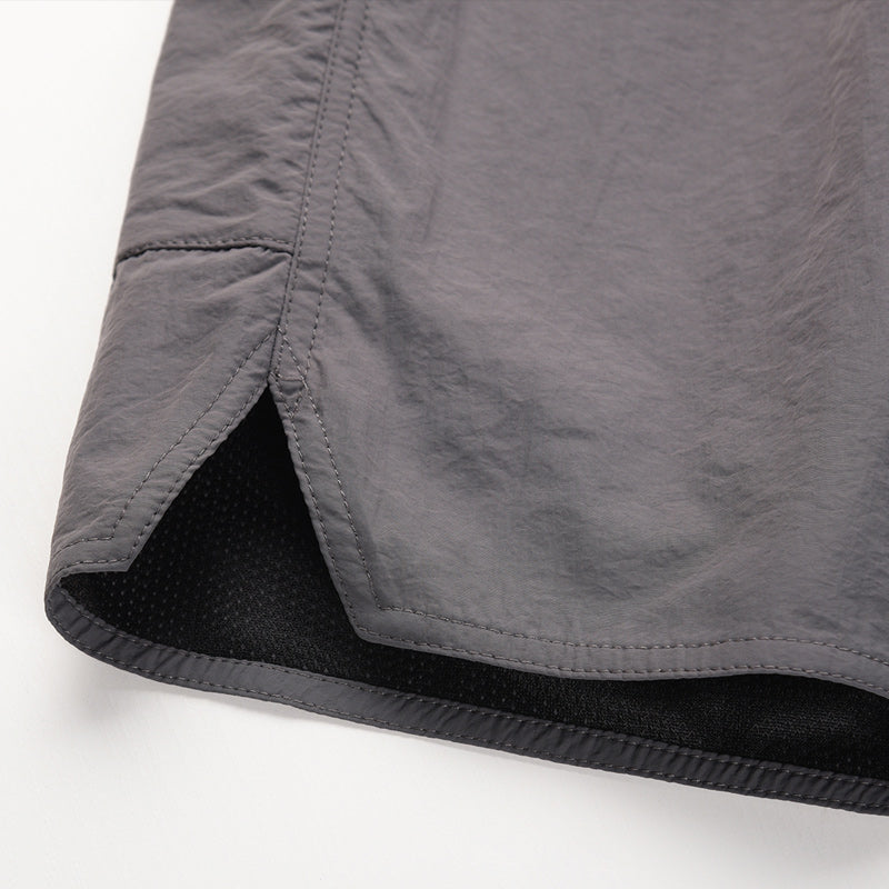 Men's Nylon Straight-Leg Boxer Shorts – Loose Mid-Rise Black & Grey