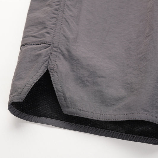 Men's Nylon Straight-Leg Boxer Shorts – Loose Mid-Rise Black & Grey