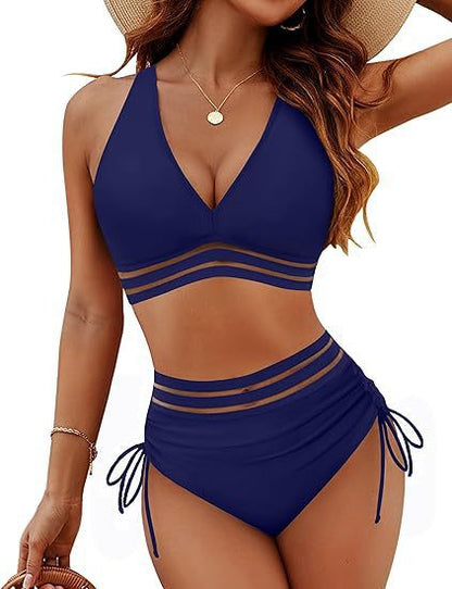Women's High Waist Bikini Set | Cut Out Two-Piece Swimwear S–5XL