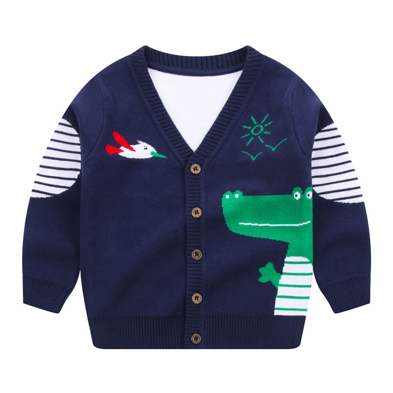 Boys Cotton Blend Cardigan Sweater