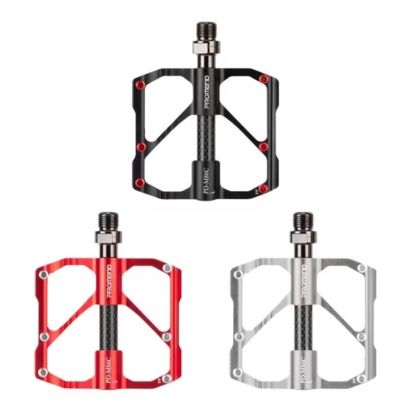 Aluminium-Magnesium Carbon Bearing Bicycle Pedals – M86C MTB & R87C Road Black, Red & Silver