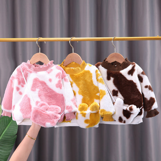 Girls Plush Fleece Sweatshirt – Soft Cotton Kids Pullover