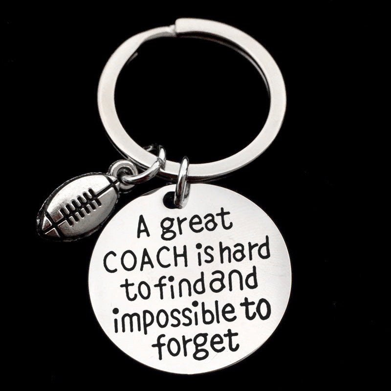 Sports Ball Stainless Steel Keychain | Football Basketball Baseball Rugby