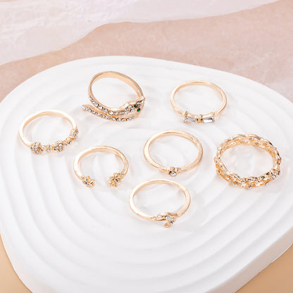 Women's Hollow Moon Snake-Shaped Ring Set