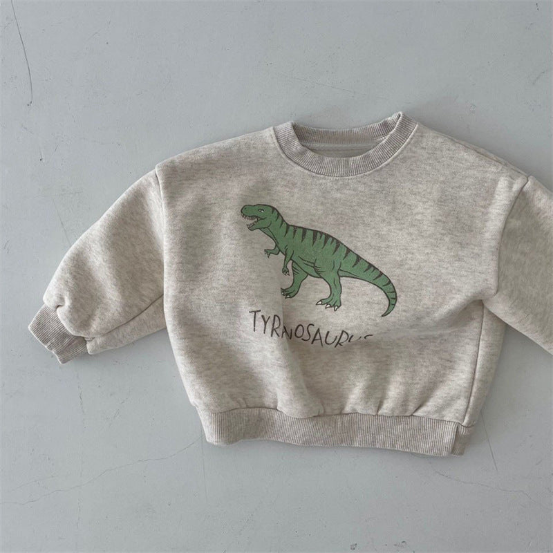 Kids Dinosaur Fleece Pullover Sweater – Soft Cotton Top