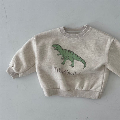Kids Dinosaur Fleece Pullover Sweater – Soft Cotton Top