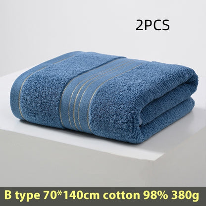 Pure Cotton Bath Towel 70×140cm | Single or Twin Pack | Blue, Yellow & Coffee