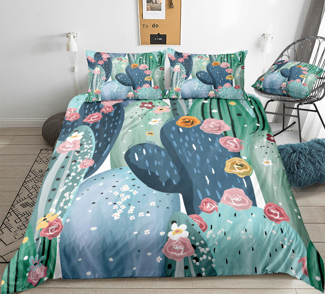Cactus Print Microfibre Duvet Cover Set – 5 Designs, 9 Sizes