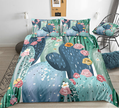Cactus Print Microfibre Duvet Cover Set – 5 Designs, 9 Sizes