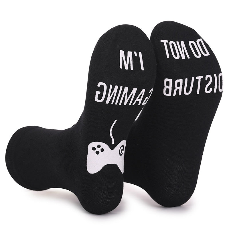 Men's Glow-in-the-Dark Letter Print Cotton Socks EU 44-49