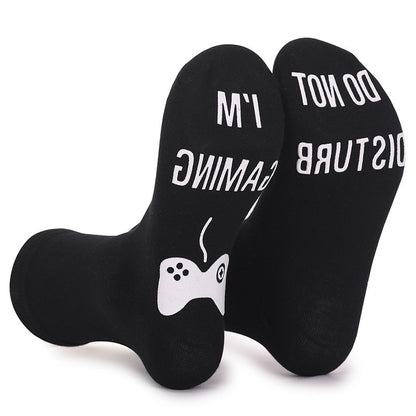 Men's Glow-in-the-Dark Letter Print Cotton Socks EU 44-49