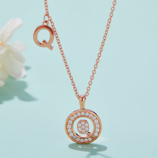 Moissanite Letter Q Necklace | Platinum-Plated S925 Silver | GRA Certified