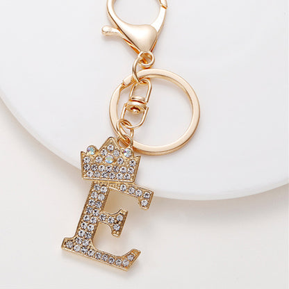 Crystal Crown Initial Letter Keychain A-Z