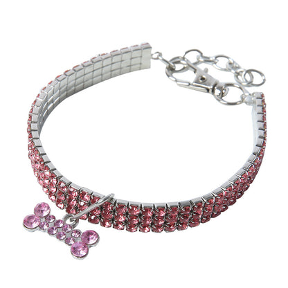 Bling Rhinestone Dog & Cat Collar | Blue, Pink & White