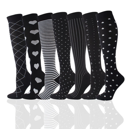 Nylon Novelty Pattern Calf Compression Socks 12 Designs S/M L/XL