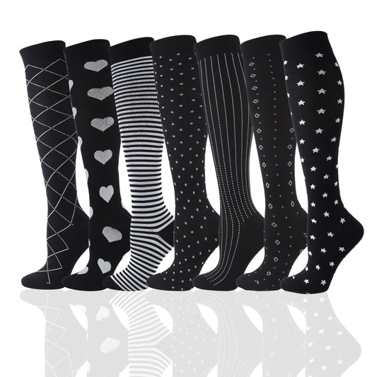 Nylon Novelty Pattern Calf Compression Socks 12 Designs S/M L/XL
