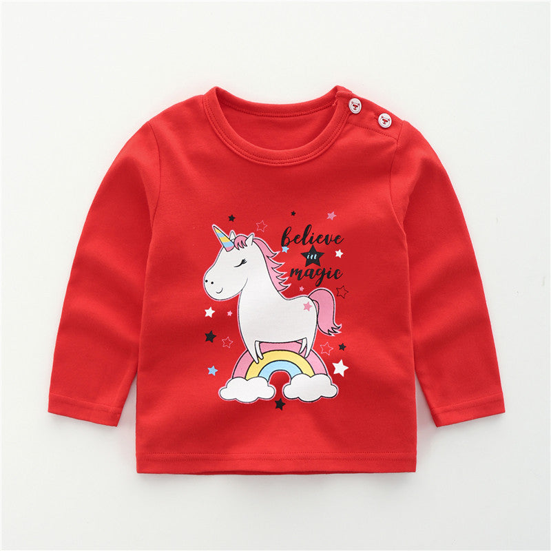 Girls Cotton Long Sleeve Cartoon Print T-Shirt – 7 Designs